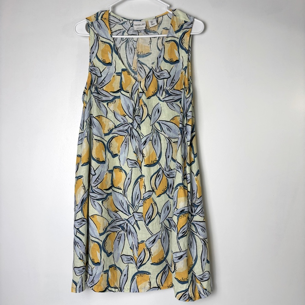 Rachel Zoe Lemon Print Sleeveless Linen Dress